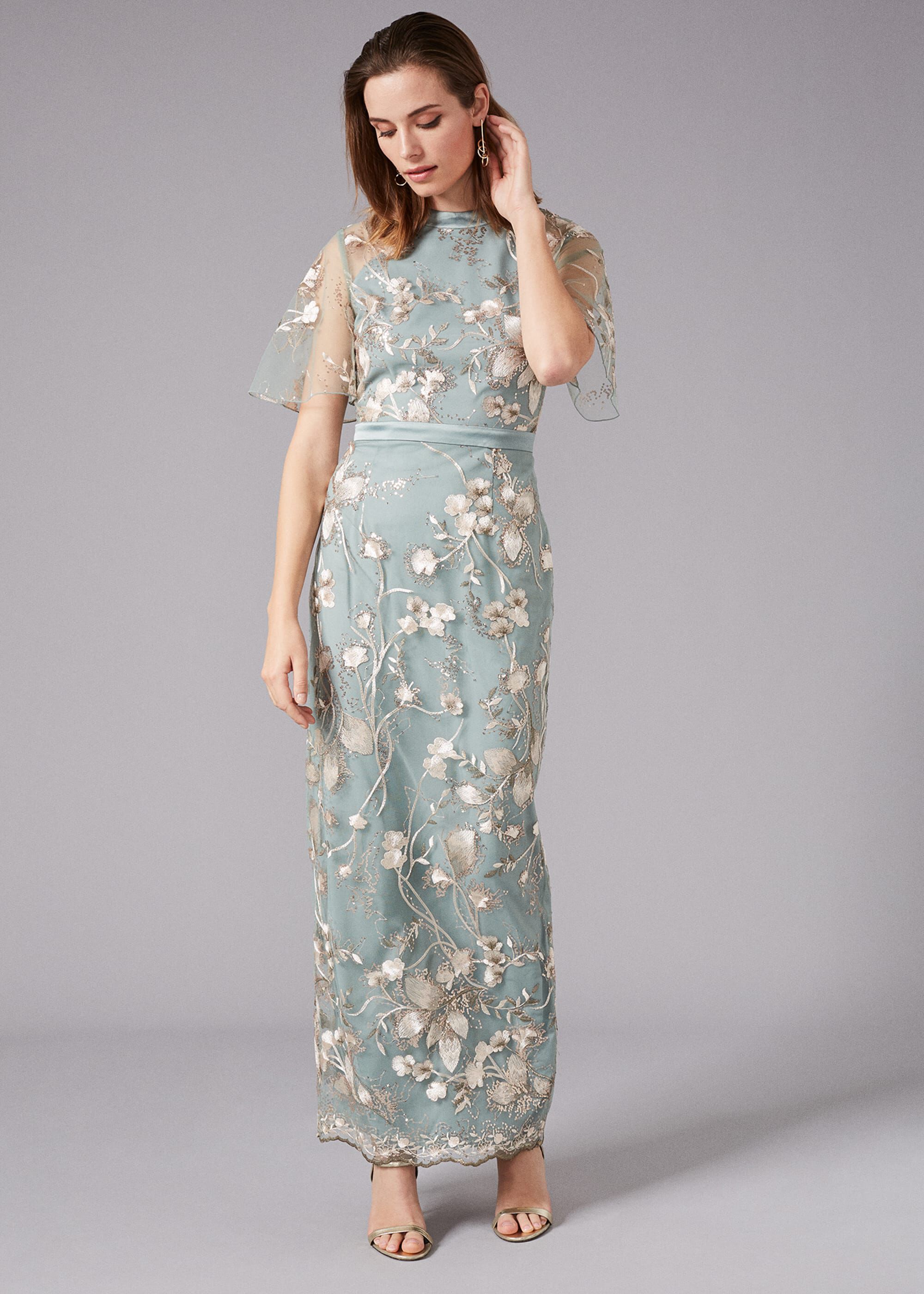 Glenda Floral Embroidered Maxi Dress ...